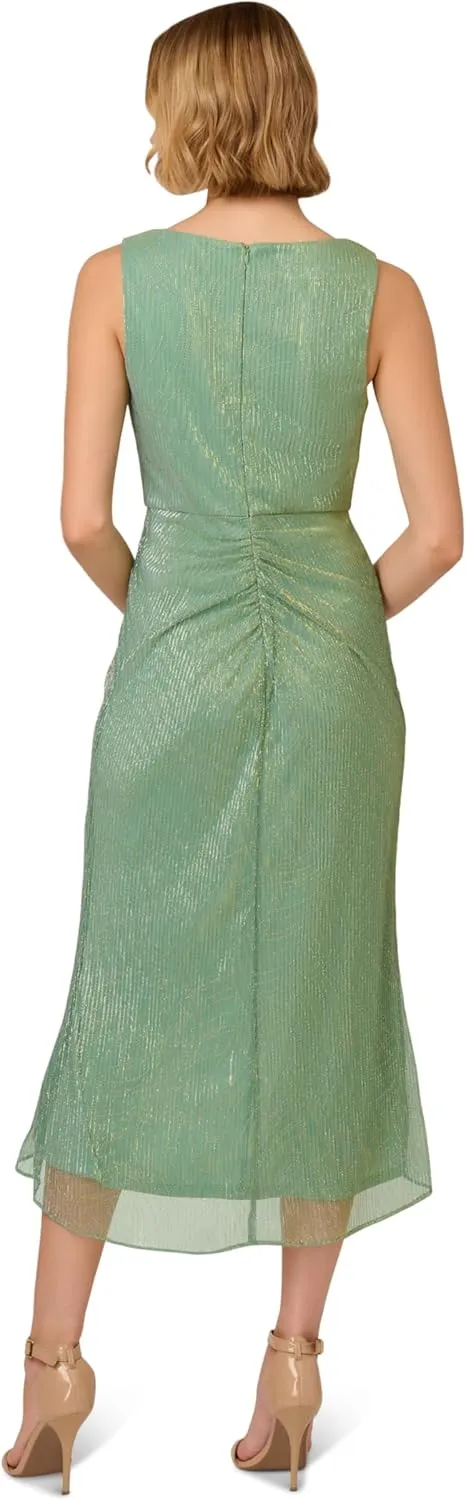 Adrianna Papell Women's Nailhead Crinkle Midi Dress