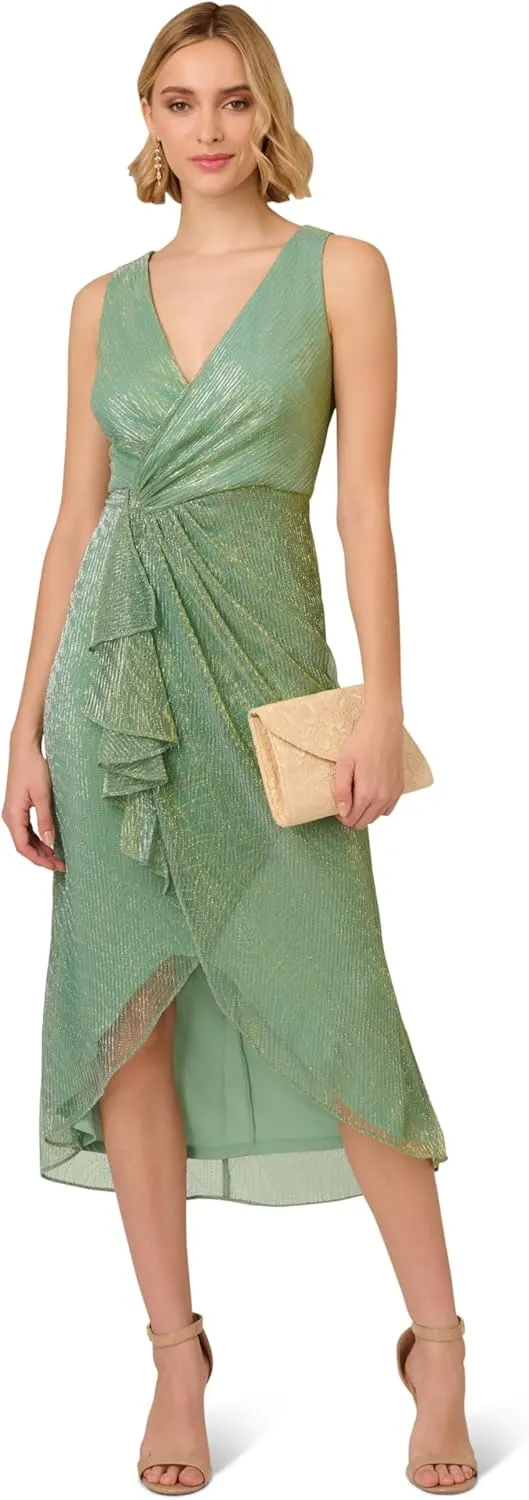 Adrianna Papell Women's Nailhead Crinkle Midi Dress