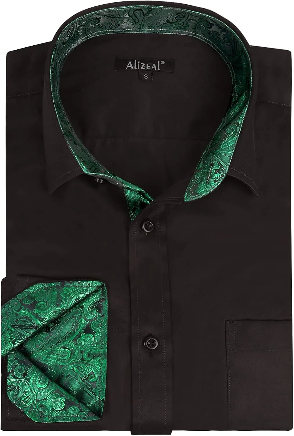 Alizeal Men's Business Slim Fit Dress Shirt Long Sleeve Patchwork Button-Down Shirt