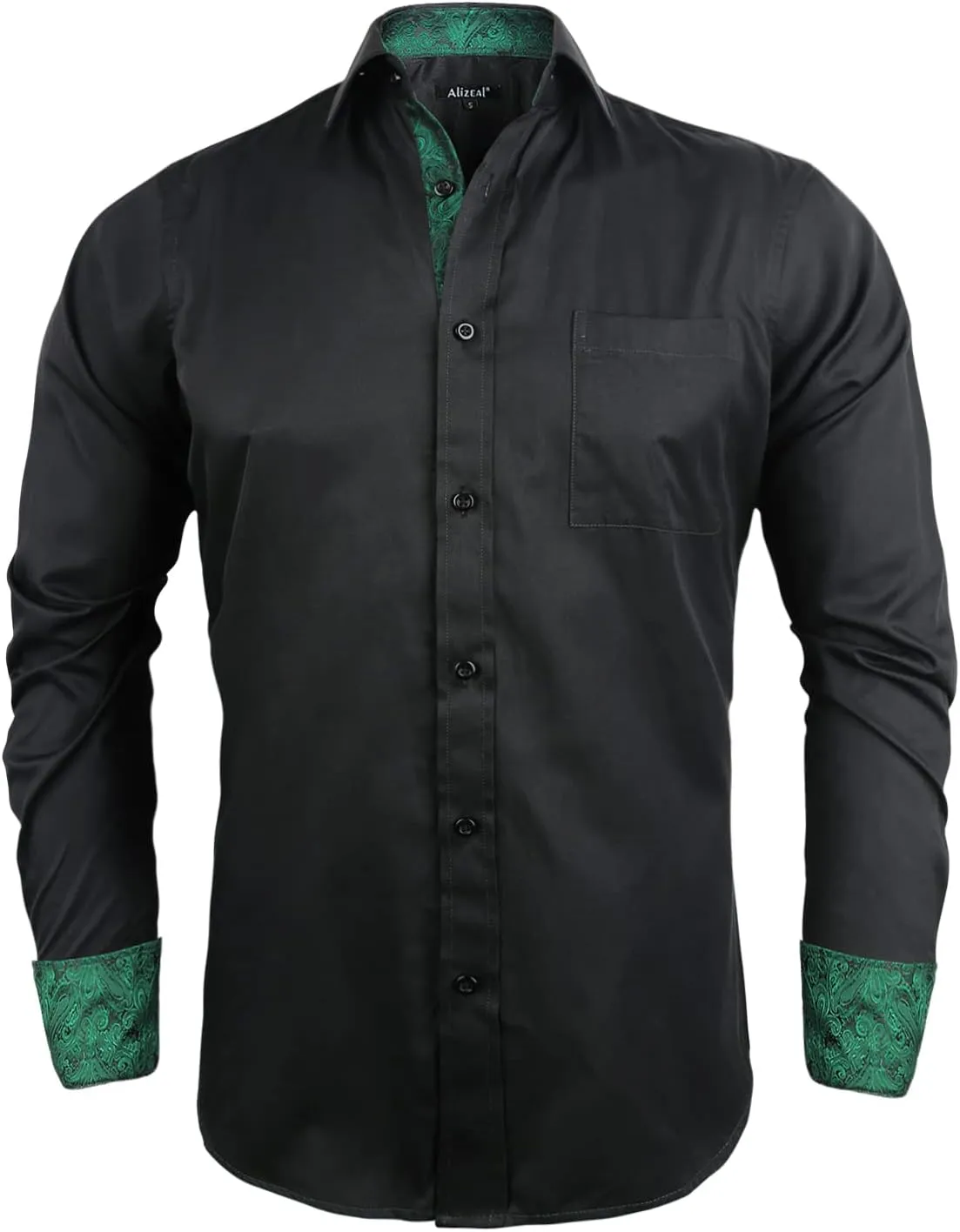 Alizeal Men's Business Slim Fit Dress Shirt Long Sleeve Patchwork Button-Down Shirt