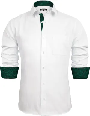 Alizeal Men's Business Slim Fit Dress Shirt Long Sleeve Patchwork Button-Down Shirt