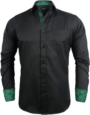 Alizeal Men's Business Slim Fit Dress Shirt Long Sleeve Patchwork Button-Down Shirt