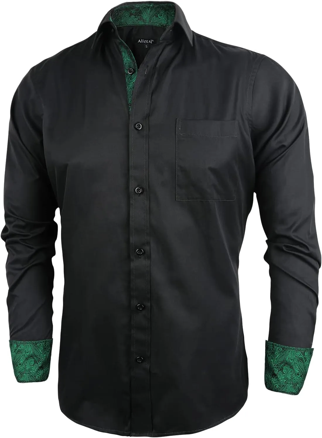 Alizeal Men's Business Slim Fit Dress Shirt Long Sleeve Patchwork Button-Down Shirt