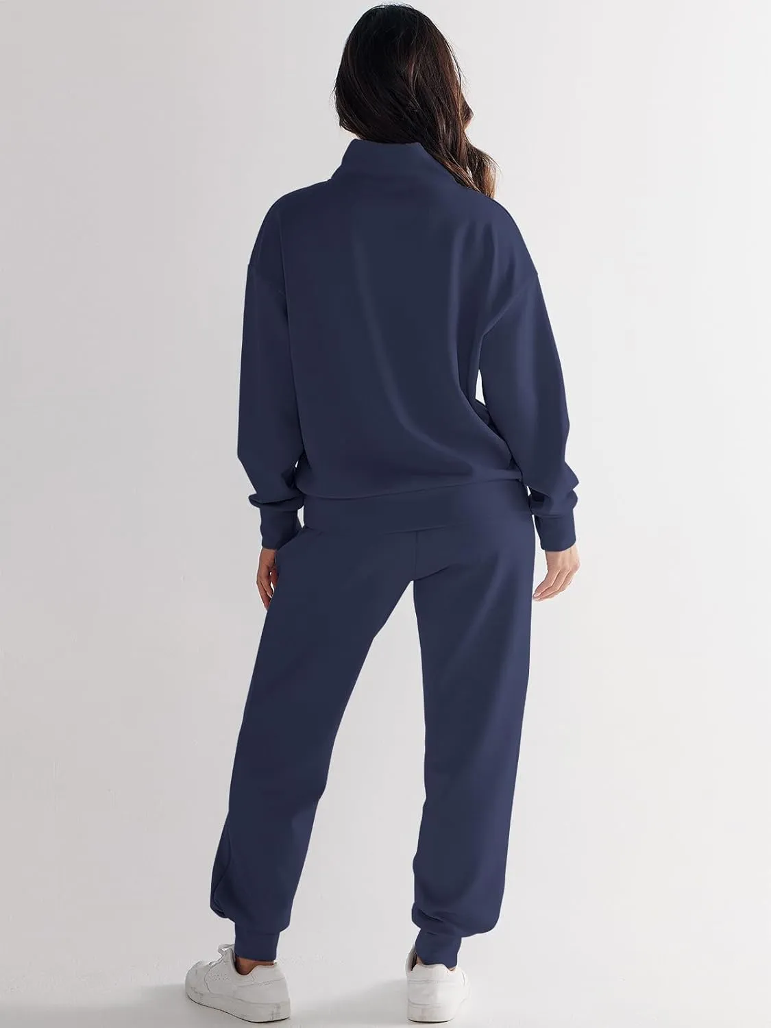 ANRABESS Women's 2 Piece Lounge Sets Half Zip Sweatshirt Jogger Sweatpant 2025 Trendy Spring Casual Travel Sweat Outfits