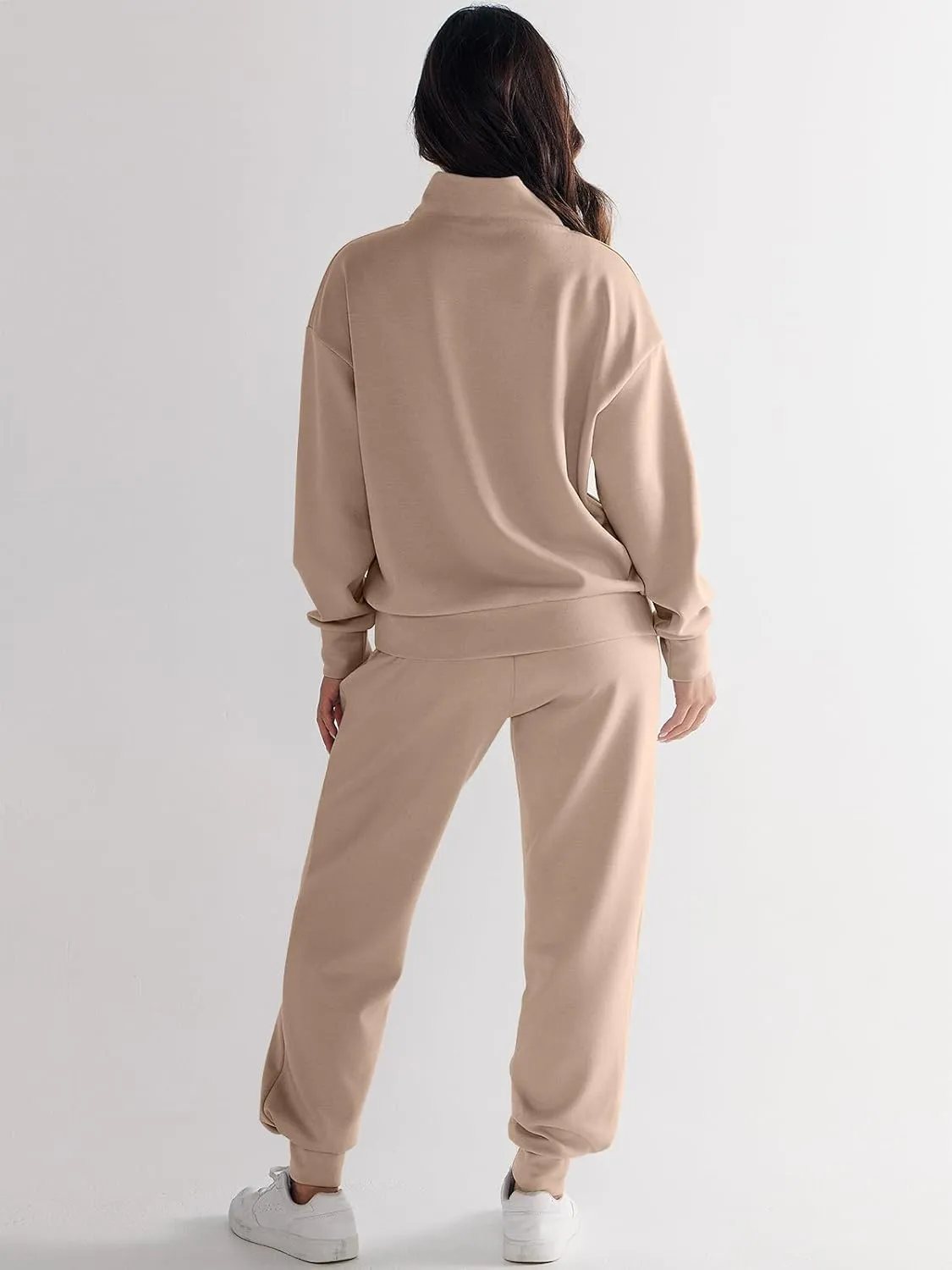 ANRABESS Women's 2 Piece Lounge Sets Half Zip Sweatshirt Jogger Sweatpant 2025 Trendy Spring Casual Travel Sweat Outfits