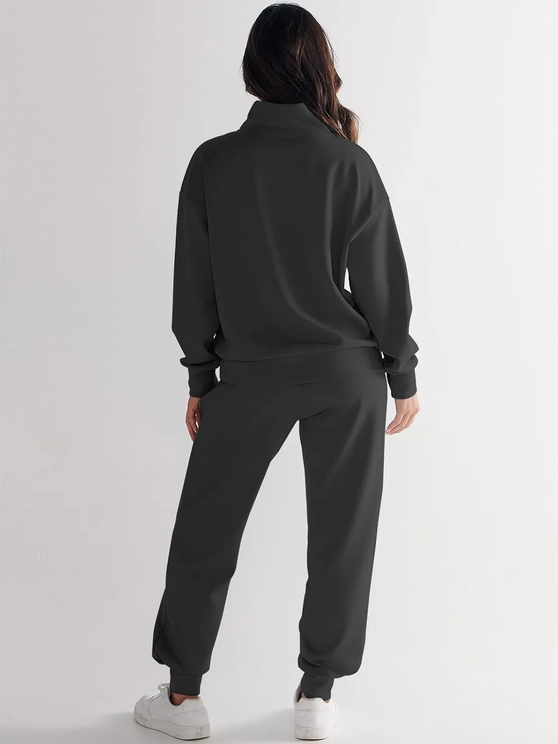 ANRABESS Women's 2 Piece Lounge Sets Half Zip Sweatshirt Jogger Sweatpant 2025 Trendy Spring Casual Travel Sweat Outfits