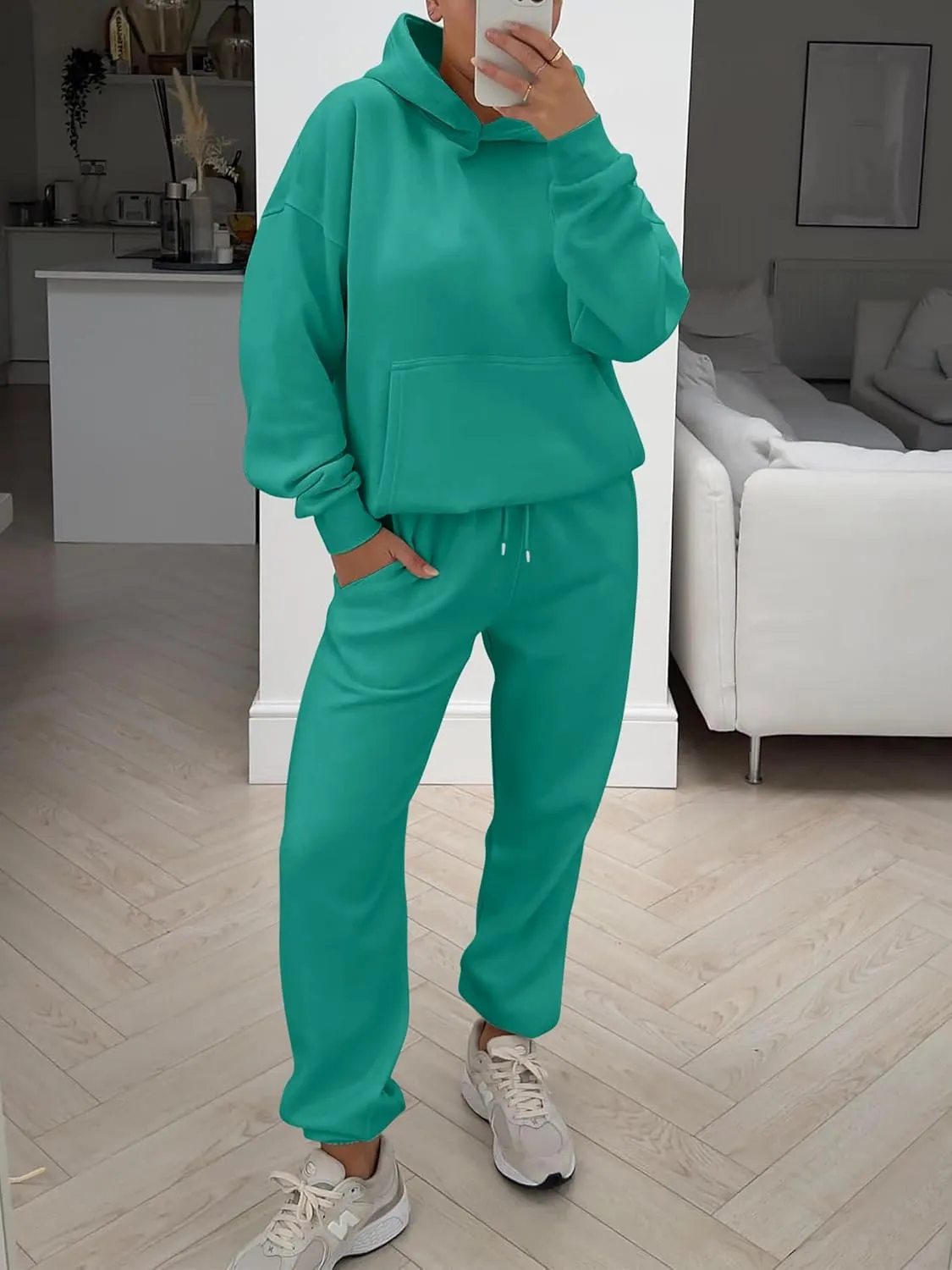 ANRABESS Womens 2 Piece Outfits Lounge Hoodie Oversized Sweatshirt Jogger Sweatpants Y2K Tracksuit Sweatsuit Set Fall Clothes