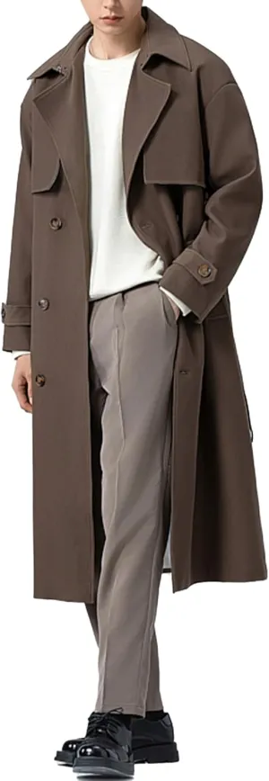 Botten Men's Trench Coat - Long Jacket Overcoat-Oversized Casual Windbreaker