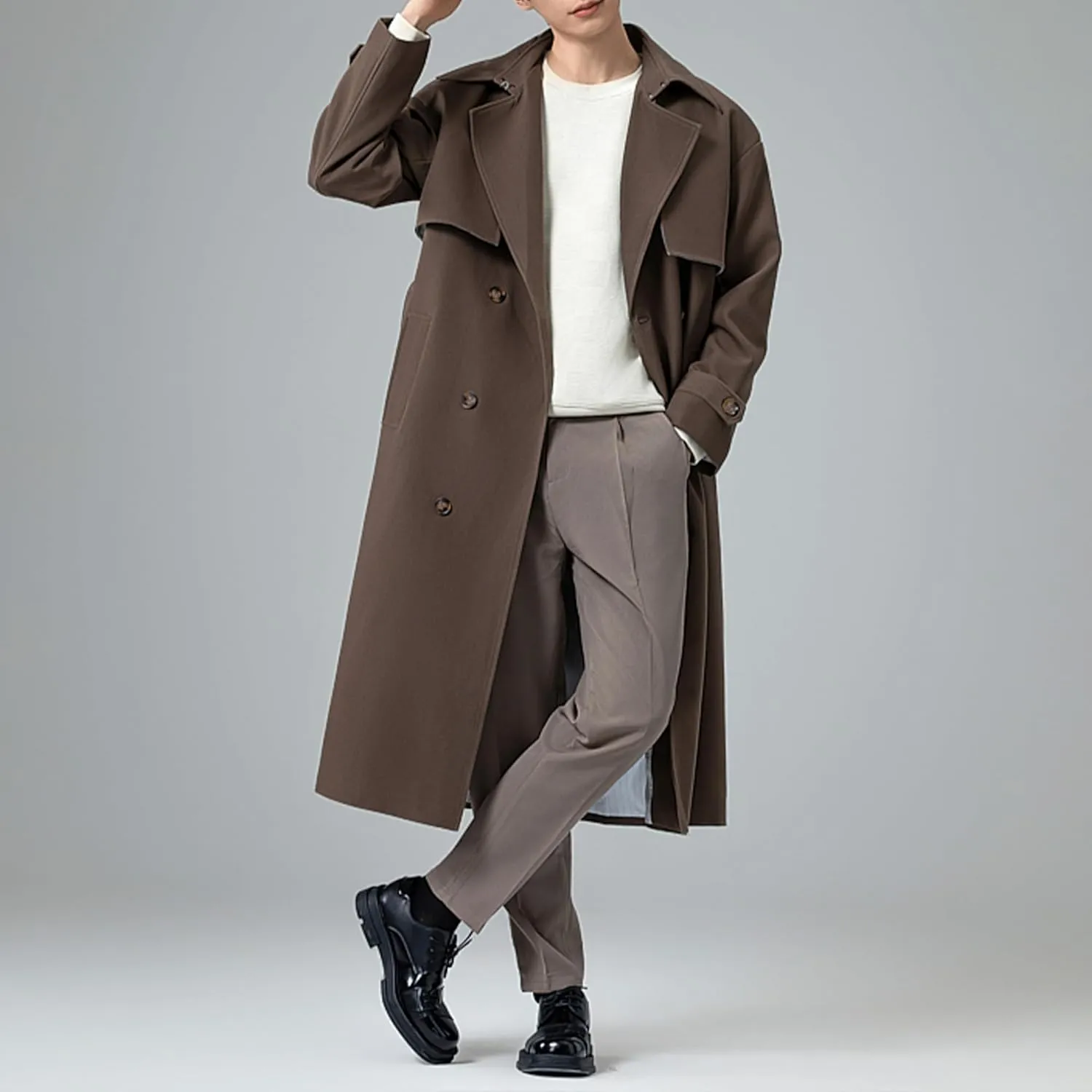 Botten Men's Trench Coat - Long Jacket Overcoat-Oversized Casual Windbreaker