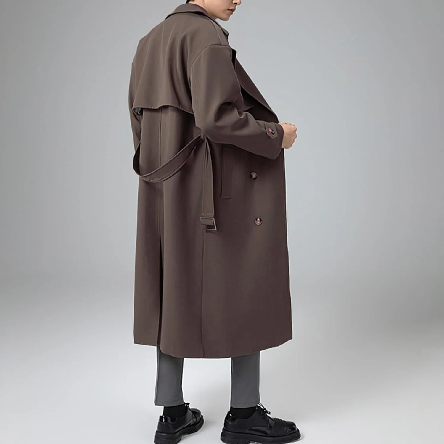 Botten Men's Trench Coat - Long Jacket Overcoat-Oversized Casual Windbreaker