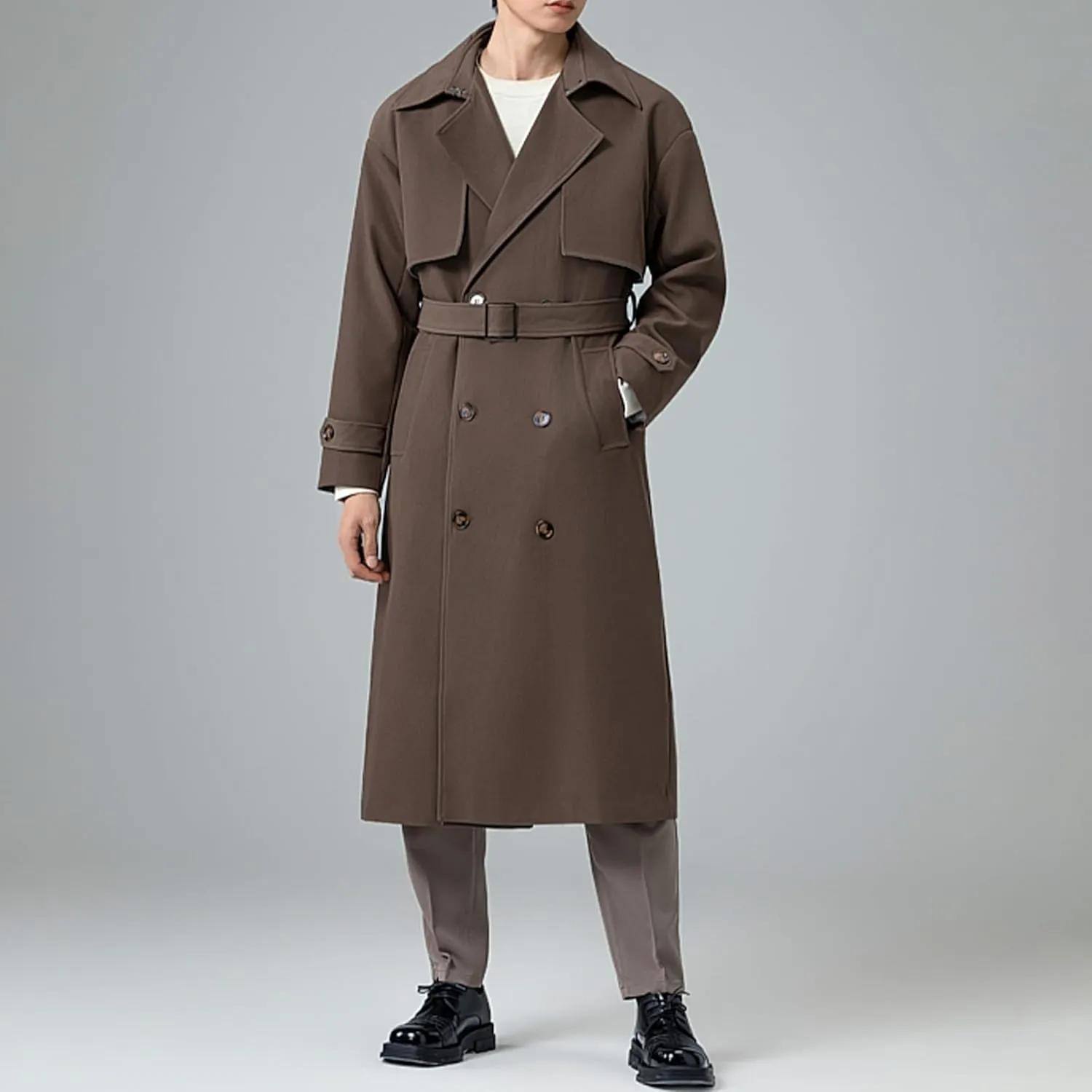 Botten Men's Trench Coat - Long Jacket Overcoat-Oversized Casual Windbreaker
