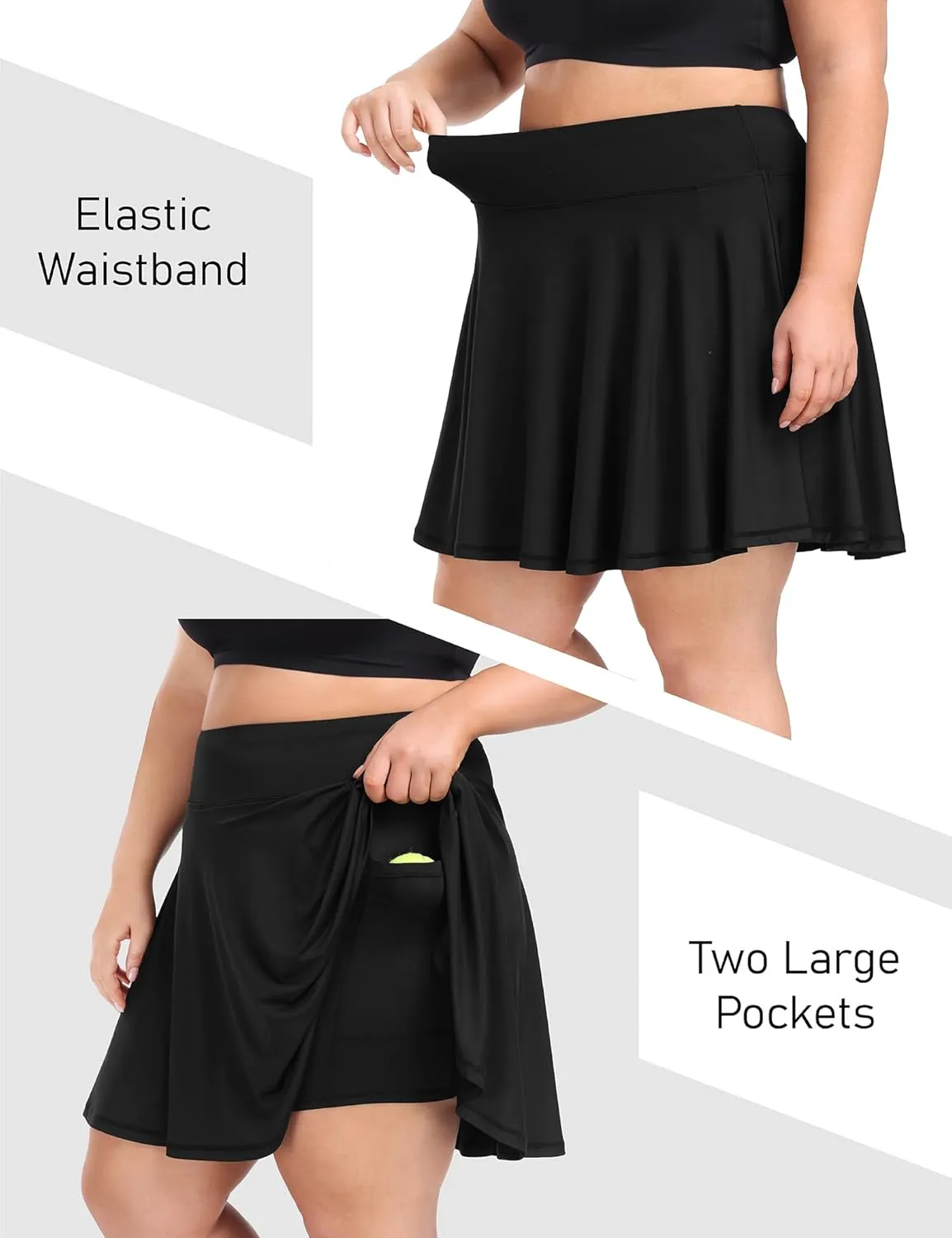 COOTRY Women's Plus Size Pleated Tennis Skirt with Shorts Athletic Golf Skorts with Pockets High Waisted Workout Skirts