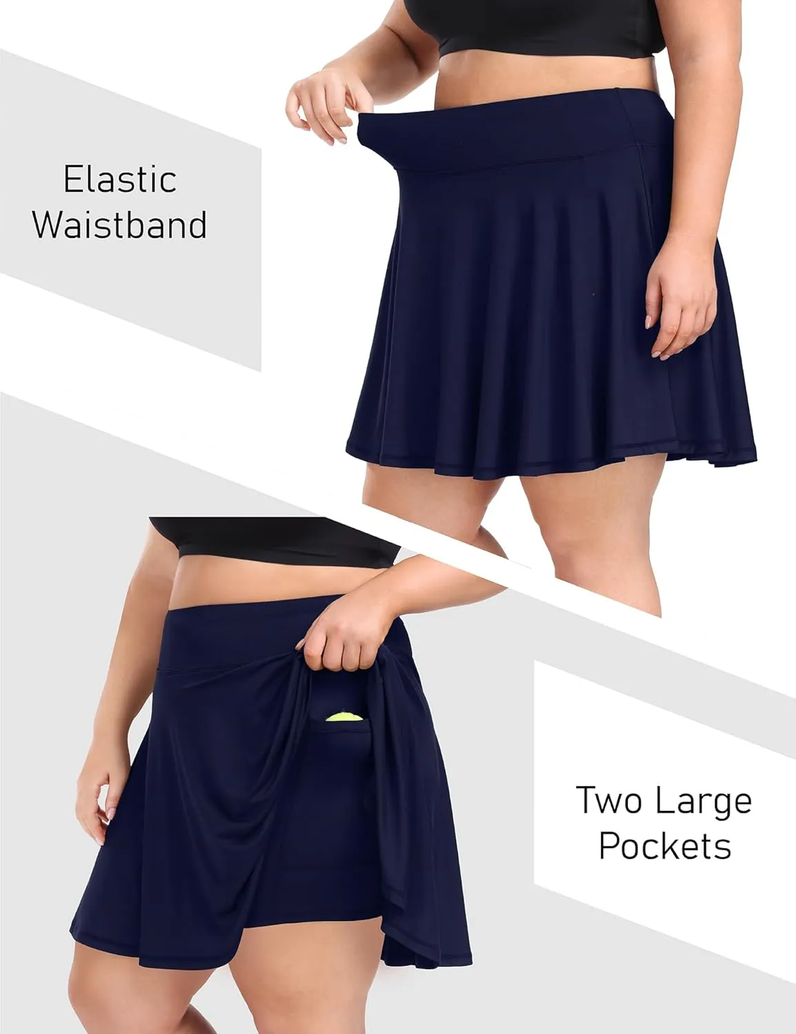 COOTRY Women's Plus Size Pleated Tennis Skirt with Shorts Athletic Golf Skorts with Pockets High Waisted Workout Skirts