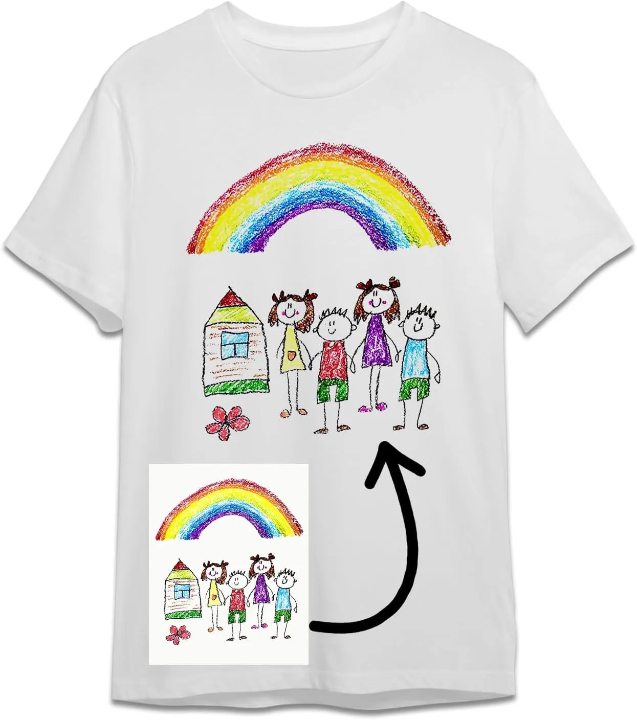 Custom Drawing Shirt, Child's Kids Drawing, Personalized T-Shirt, Drawing Shirts, Kids Art, Make Your Own Shirt, Christmas Birthday Gift Black