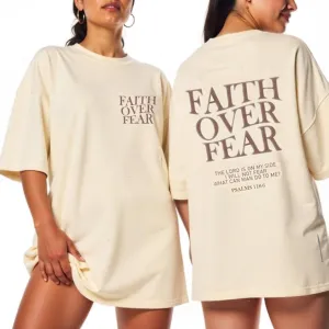Faith Over Fear Tshirt Women Oversized Christian Religious Sayings Jesus Loves You Tees Drop Shoulder Tee Tops
