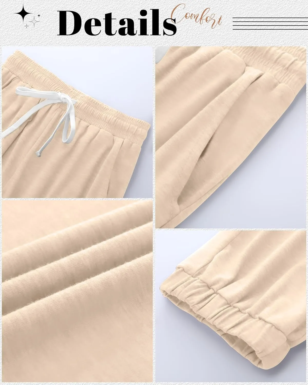 Ficerd 3 Pack Women's Plus Size Capri Sweatpants Cotton Drawstring Joggers Cropped Athletic Lounge Pants with Pockets