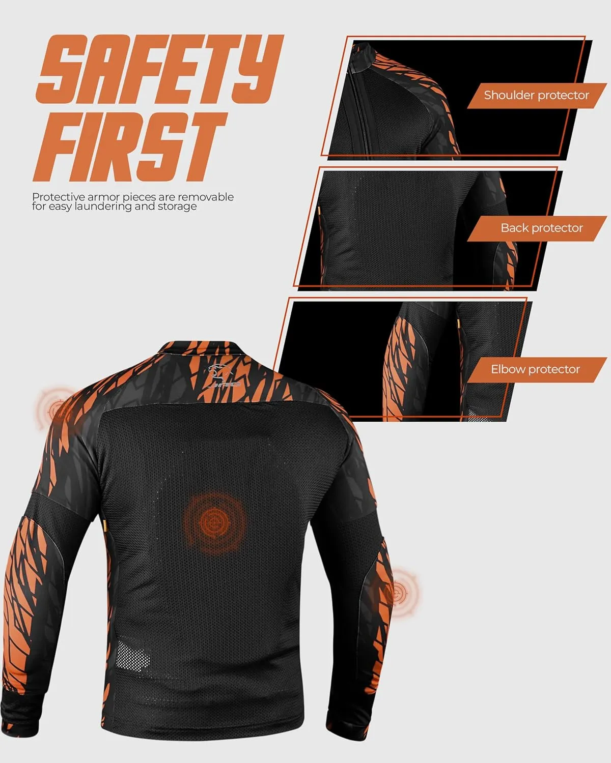 J.A.G. Motorcycle Mesh Shirt for Men with CE Certified Protective Padded Armors | All Season Motorcycle Riding Shirt