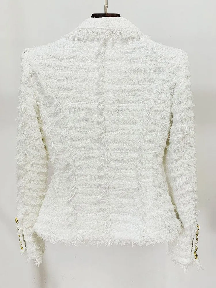 Ladies Tassel Tweed Blazer and Shorts Set L111