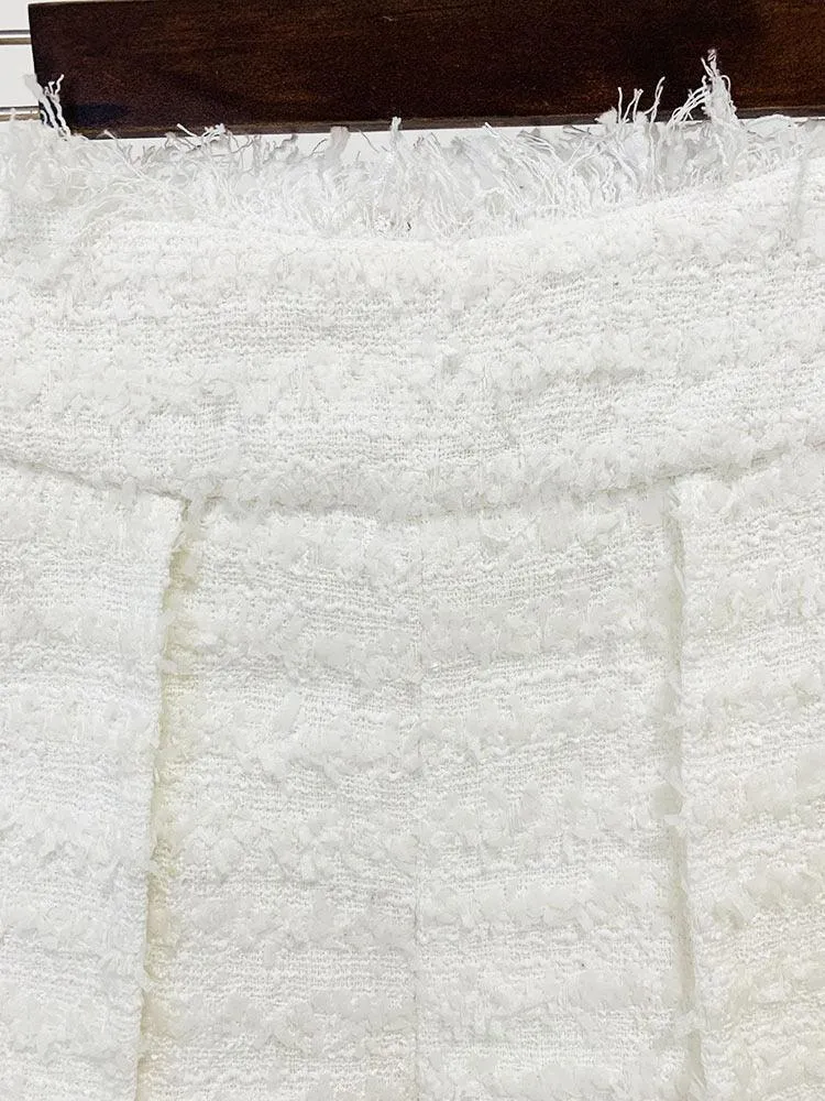 Ladies Tassel Tweed Blazer and Shorts Set L111