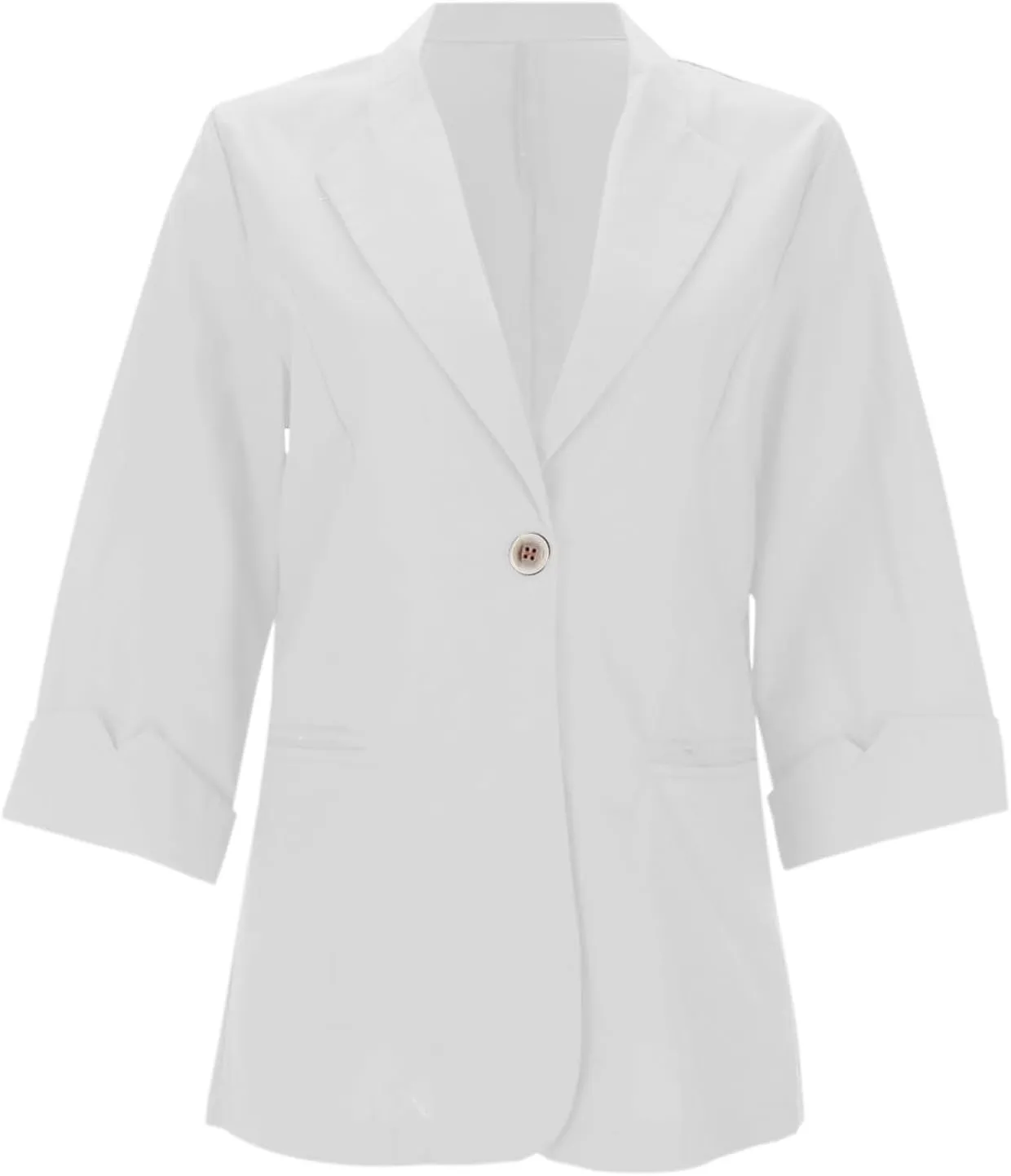 Linen Blazer Women Plus Size Lapel Button 3/4 Sleeve Open Front Jackets Summer Lightweight Work Office Blazers 2025