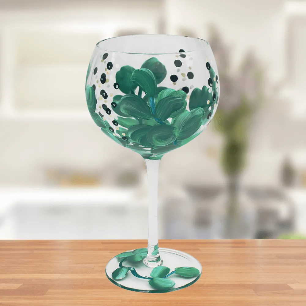 Lynsey Johnstone Eucalyptus Hand Painted Gin Cocktail Glass
