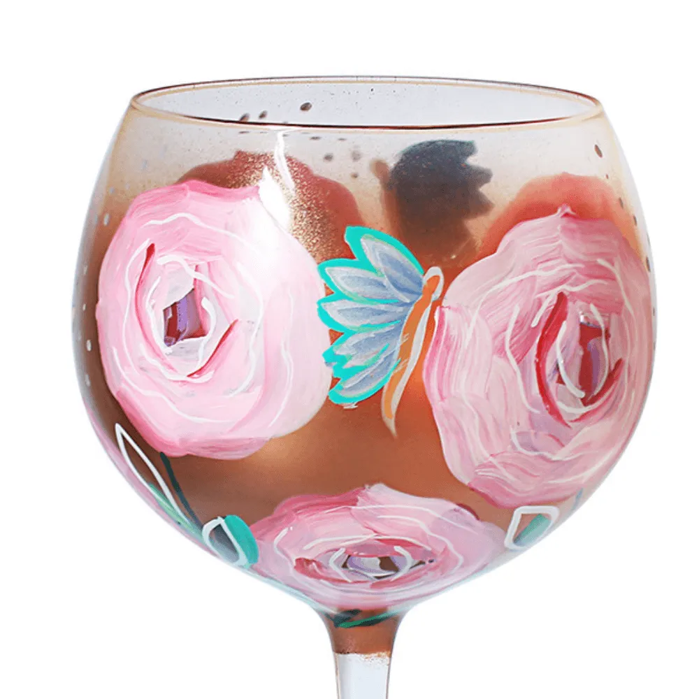 Lynsey Johnstone Rose Shimmer Hand Painted Gin Cocktail Glass