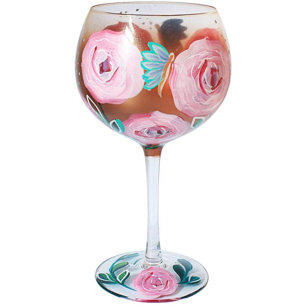 Lynsey Johnstone Rose Shimmer Hand Painted Gin Cocktail Glass