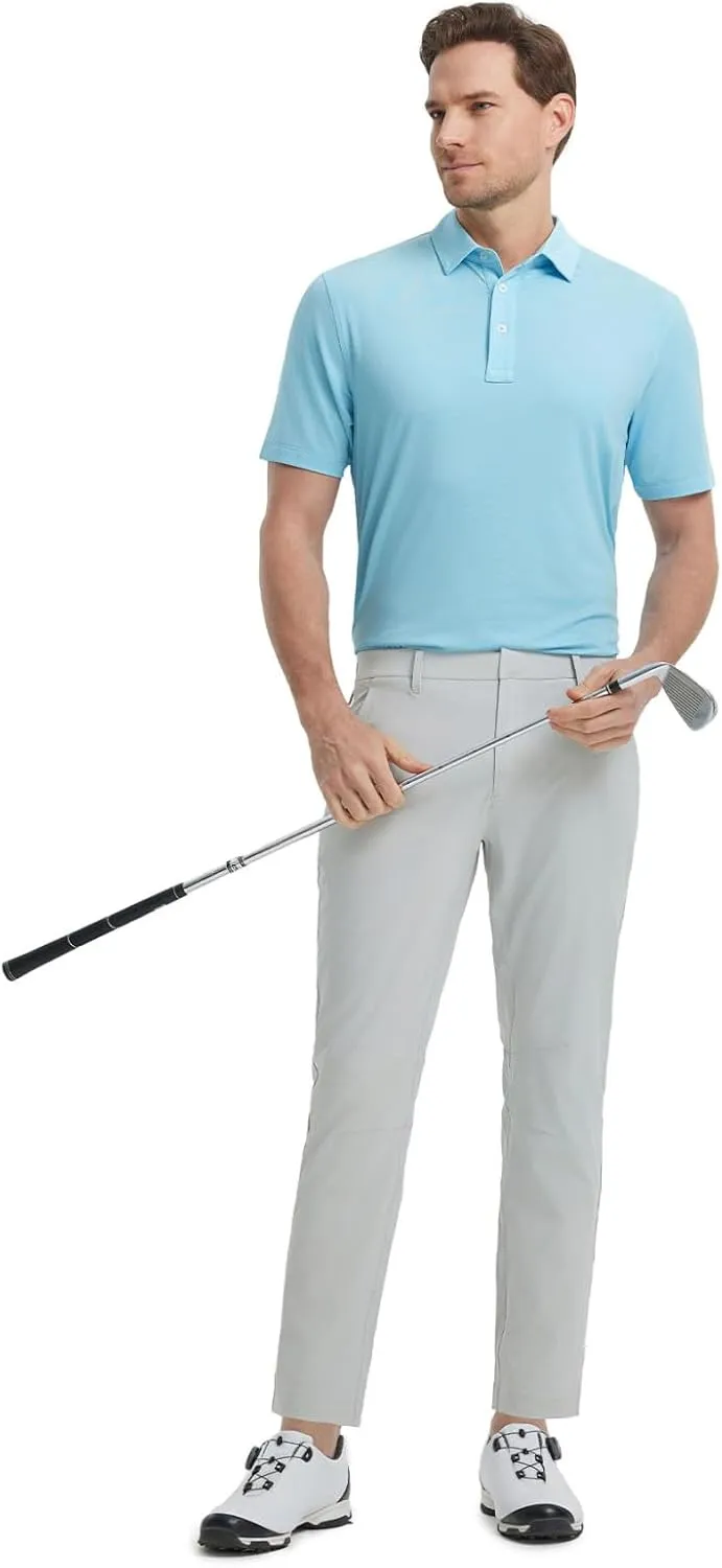 M MAELREG Mens Golf Shirts Moisture Wicking Dry Fit Business Casual Stretch Jacquard Short Sleeve Golf Polo Shirts for Men