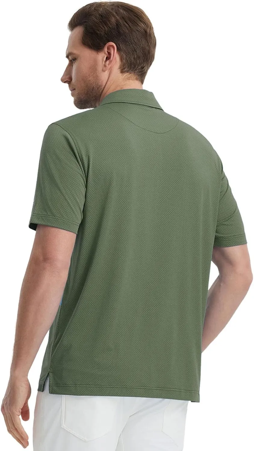 M MAELREG Mens Golf Shirts Moisture Wicking Dry Fit Business Casual Stretch Jacquard Short Sleeve Golf Polo Shirts for Men