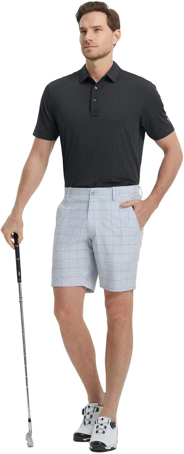 M MAELREG Mens Golf Shirts Moisture Wicking Dry Fit Business Casual Stretch Jacquard Short Sleeve Golf Polo Shirts for Men