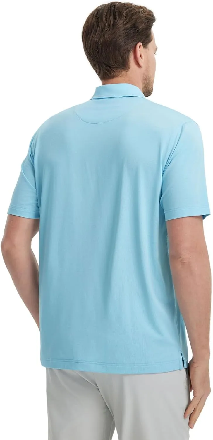 M MAELREG Mens Golf Shirts Moisture Wicking Dry Fit Business Casual Stretch Jacquard Short Sleeve Golf Polo Shirts for Men