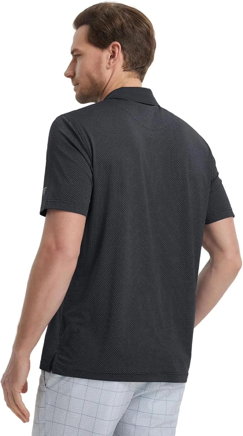 M MAELREG Mens Golf Shirts Moisture Wicking Dry Fit Business Casual Stretch Jacquard Short Sleeve Golf Polo Shirts for Men