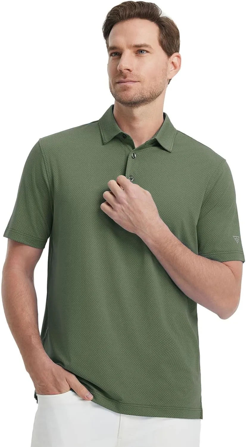 M MAELREG Mens Golf Shirts Moisture Wicking Dry Fit Business Casual Stretch Jacquard Short Sleeve Golf Polo Shirts for Men
