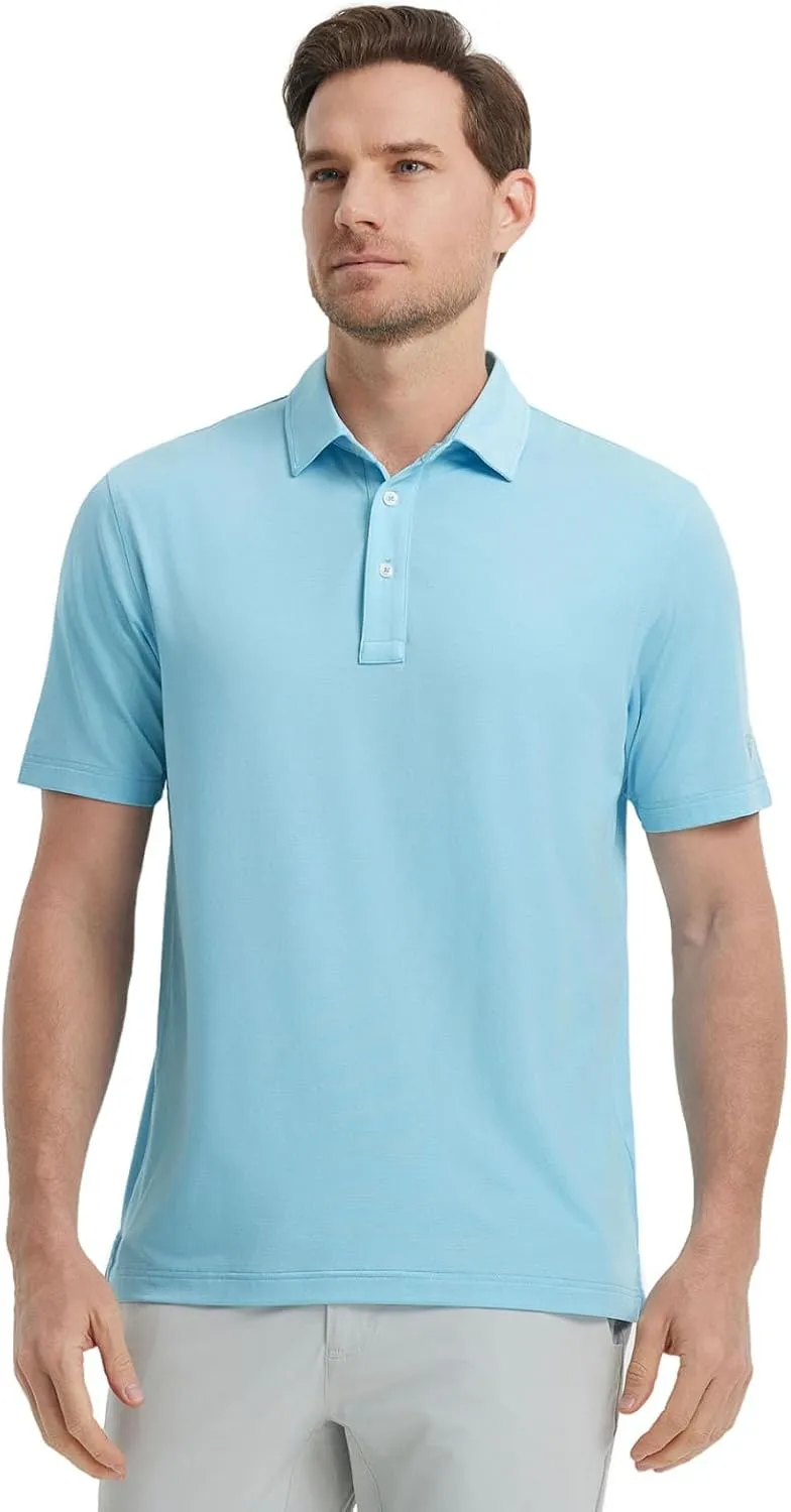 M MAELREG Mens Golf Shirts Moisture Wicking Dry Fit Business Casual Stretch Jacquard Short Sleeve Golf Polo Shirts for Men