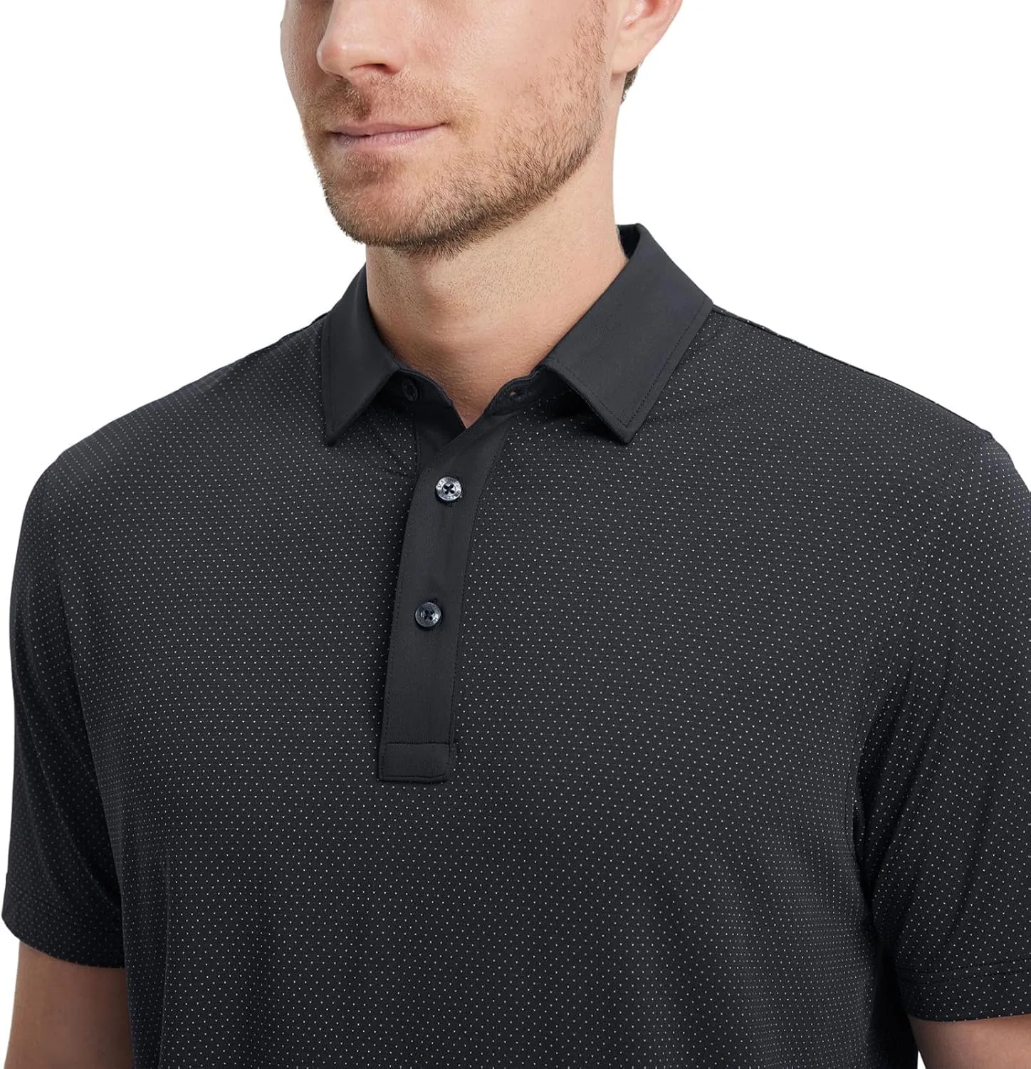 M MAELREG Mens Golf Shirts Moisture Wicking Dry Fit Business Casual Stretch Jacquard Short Sleeve Golf Polo Shirts for Men