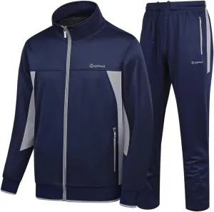 Men's Casual Tracksuit Long Sleeve Sweatsuit Athletic Set Full Zip Running Jogging Sports Jacket and Pants