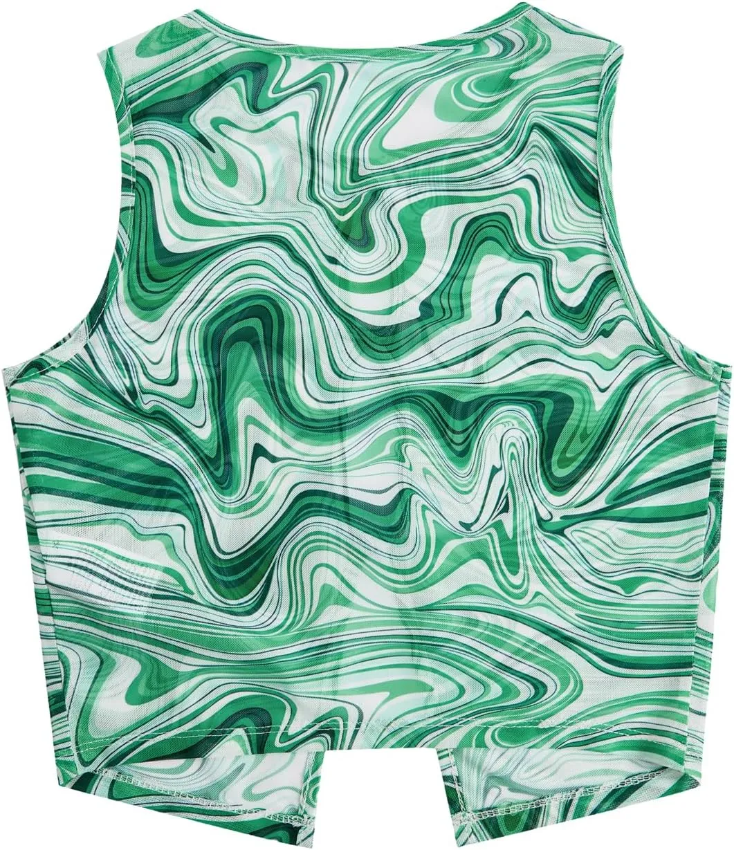 Milumia Women's Cutout Sheer Mesh Crop Tank Top Neon Rave Tops Festival