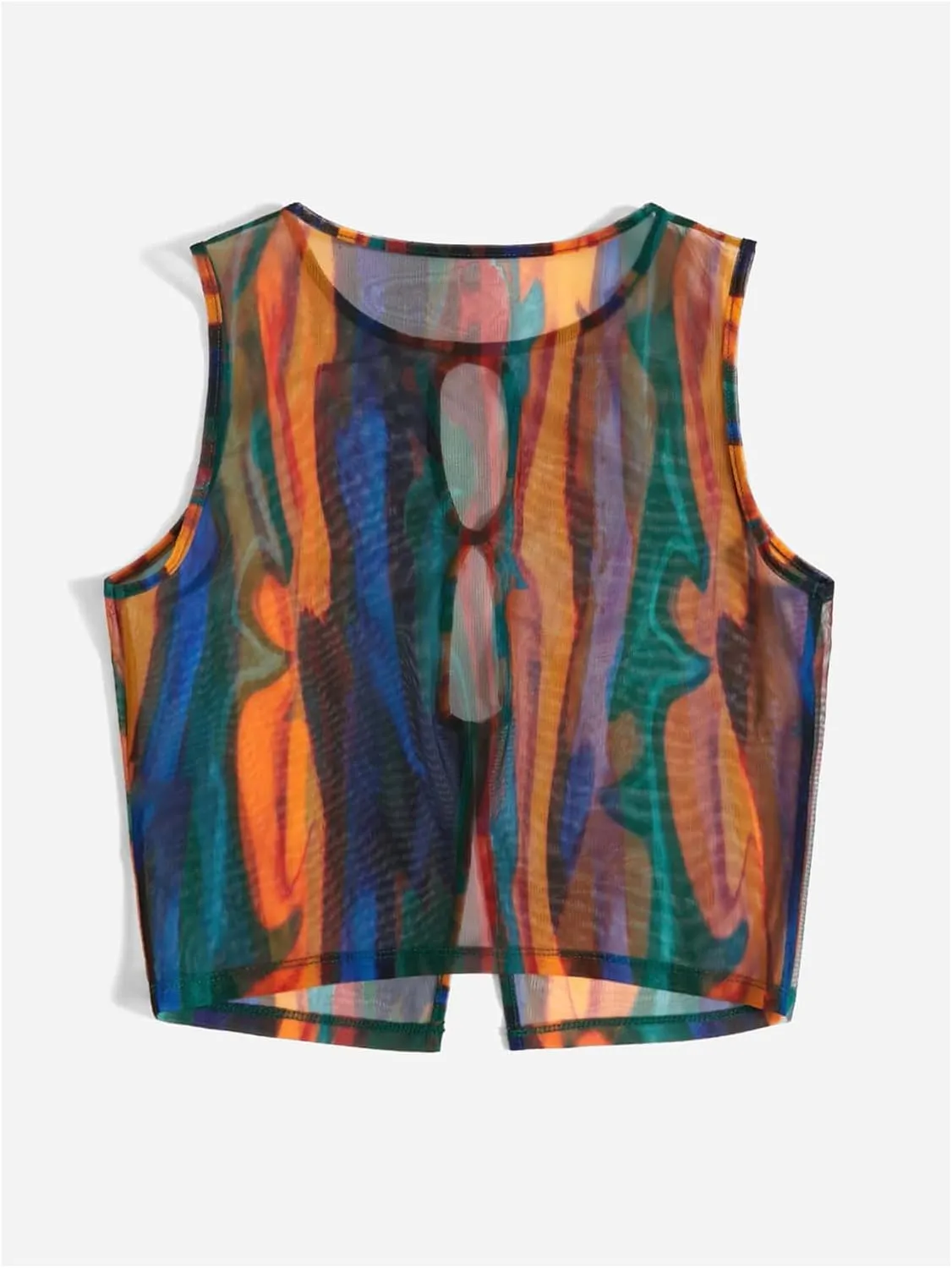 Milumia Women's Cutout Sheer Mesh Crop Tank Top Neon Rave Tops Festival