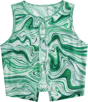 Milumia Women's Cutout Sheer Mesh Crop Tank Top Neon Rave Tops Festival