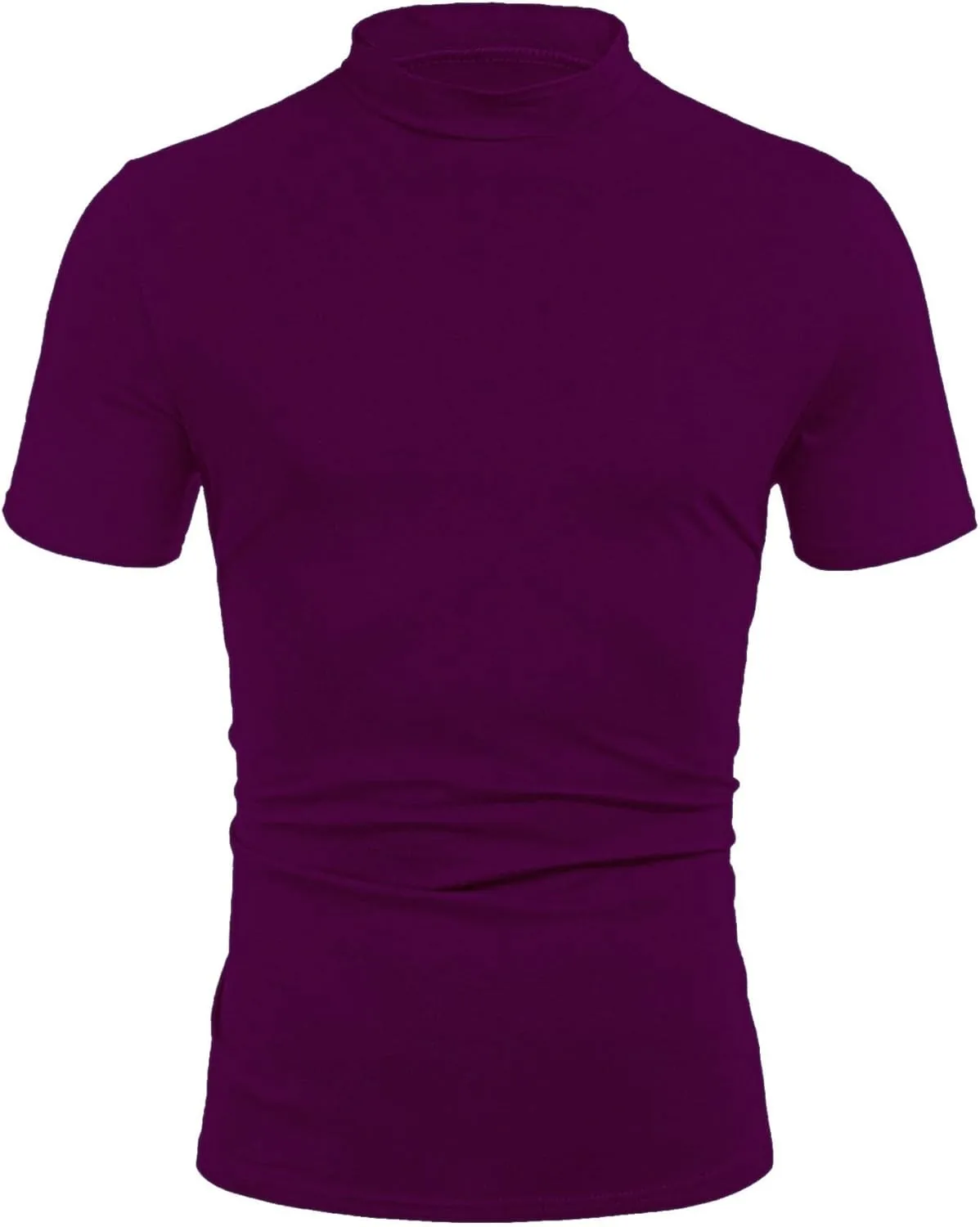 Poriff Mens Casual Turtleneck Mock Neck T Shirt Slim Fit Short Sleeve Summer Basic Tops