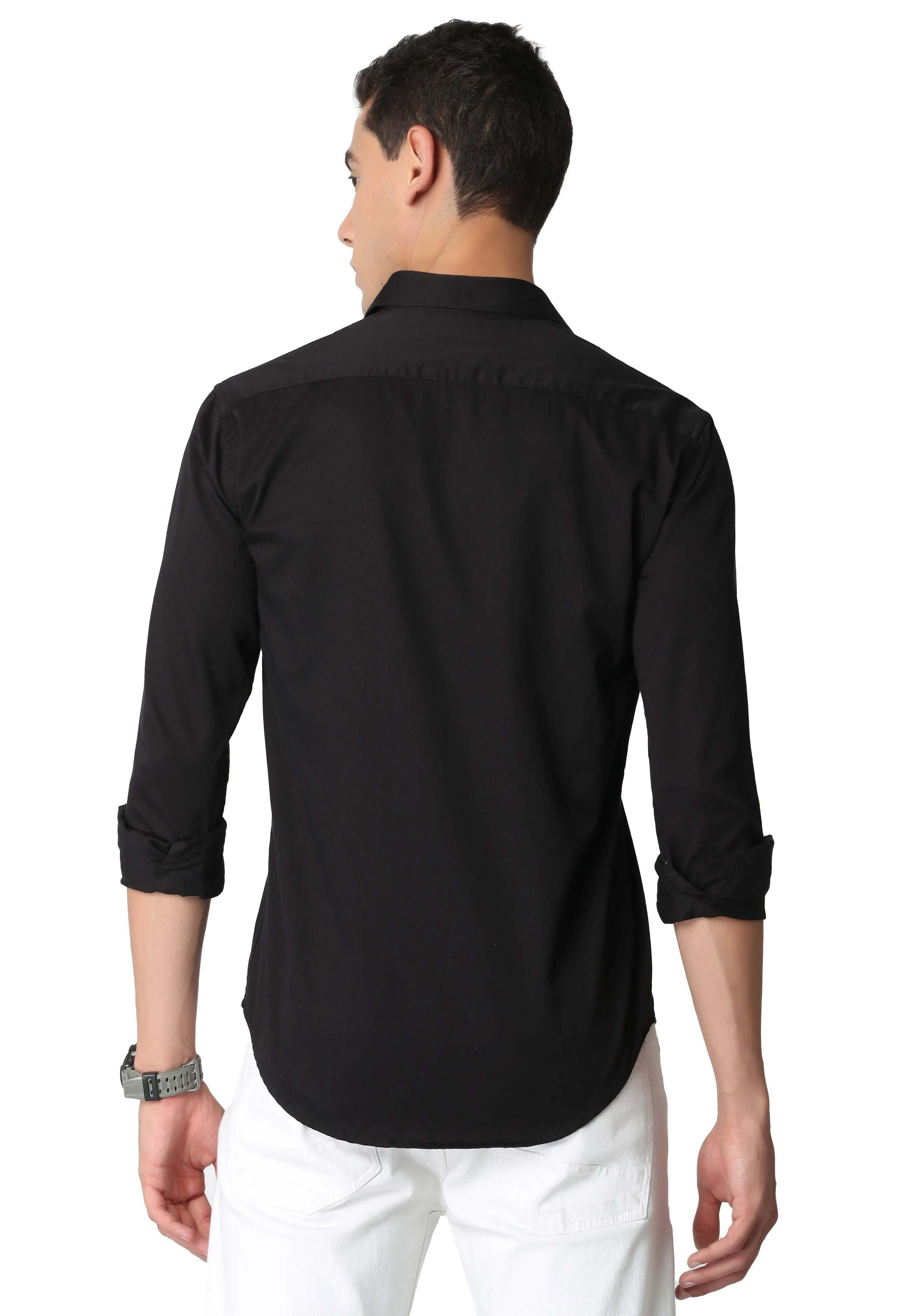 Pure Black Stain Twill Shirt