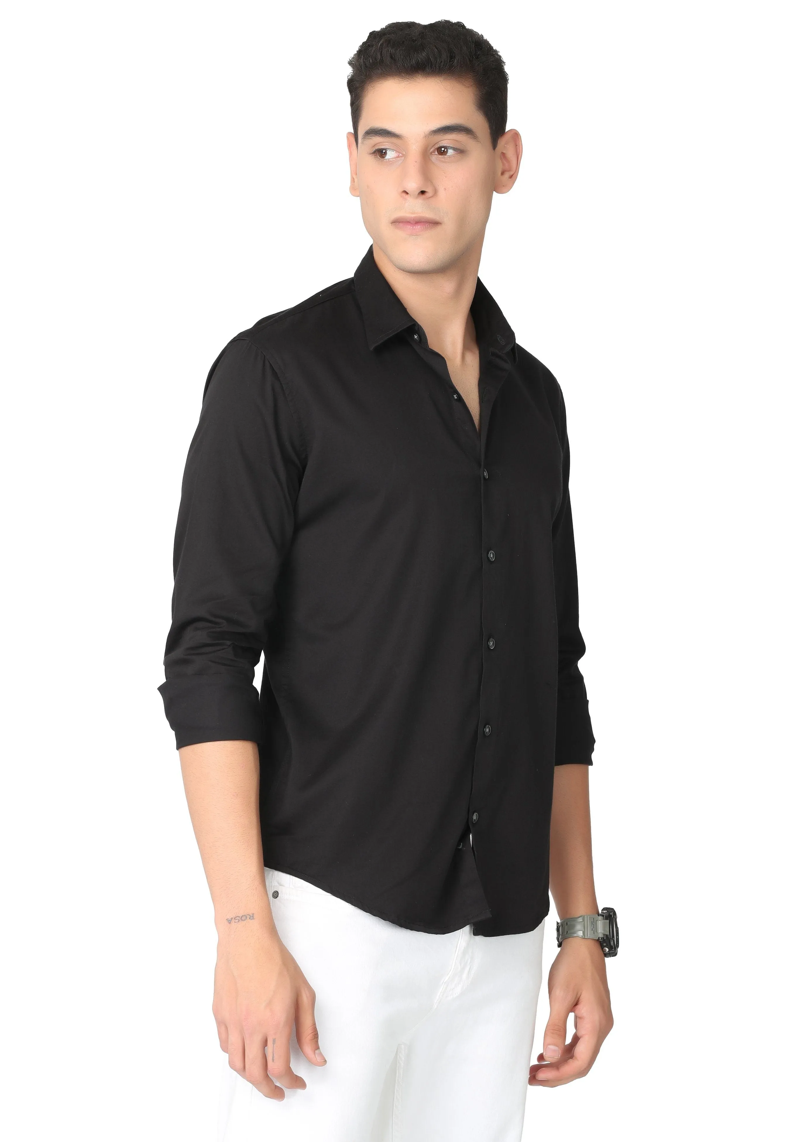 Pure Black Stain Twill Shirt