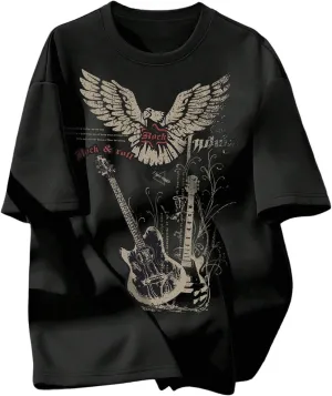 SOLY HUX Women's Y2k Oversized T Shirts Short Sleeve Graphic Tees Streetwear Tops Music Festival Clothes