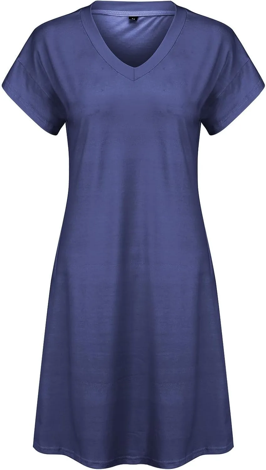 Summer Beach Dresses for Women V Neck Short Sleeve Flowy Knee Length Tshirt Dress Casual Loose Sundress