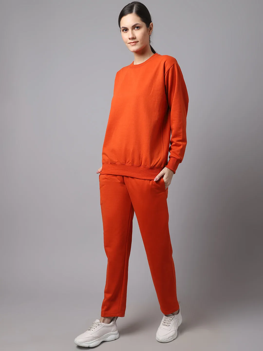 Vimal Jonney Fleece Rust Tracksuit for Women