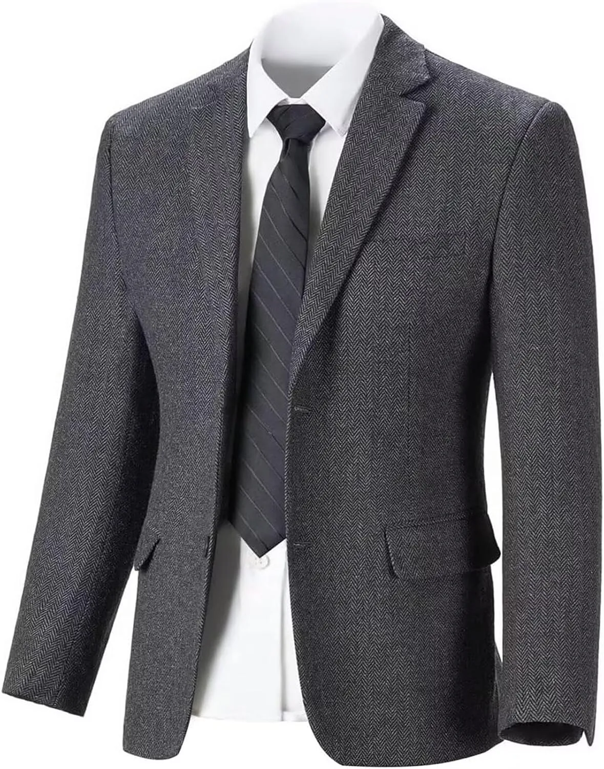 Vintage Mens Tweed Blazer Retro Wool Blend Suit Jackets Herringbone Two Button Sport Coat Prom Business Casual Wedding