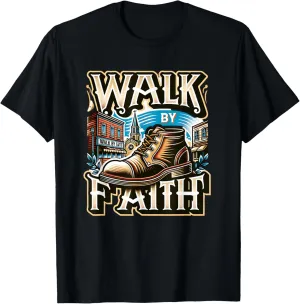 Walk By Faith Christian Motivational Message T-Shirt