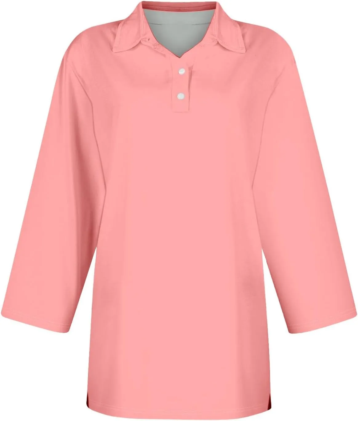 Womens 3/4 Sleeve Polo Shirts Business Casual V Neck Lapel Collar Button Down Work Polos Plus Size Basic Cute Tees