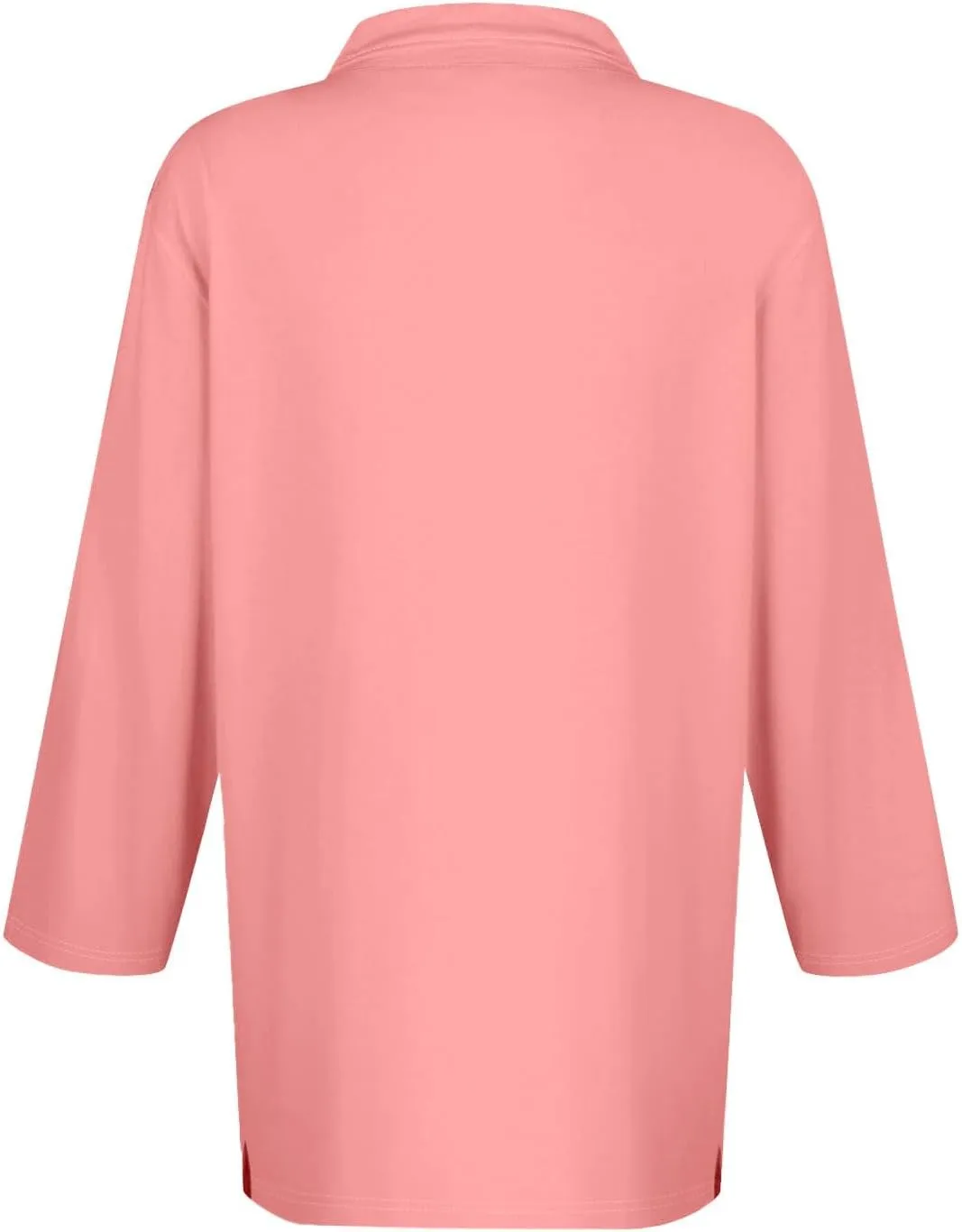 Womens 3/4 Sleeve Polo Shirts Business Casual V Neck Lapel Collar Button Down Work Polos Plus Size Basic Cute Tees