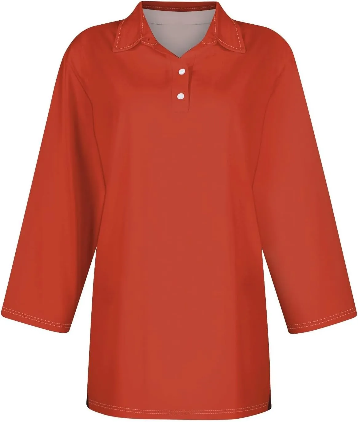 Womens 3/4 Sleeve Polo Shirts Business Casual V Neck Lapel Collar Button Down Work Polos Plus Size Basic Cute Tees